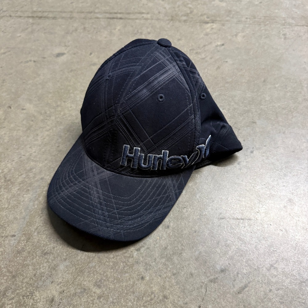 Hurley Y2K Hat Mens Navy Blue Geometric Pattern Embroidered Logo Baseball Cap